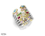 Collections Thai Splash Captivate 14kt Fine Rose Gold Multi-Color Gem & Diamond Ring