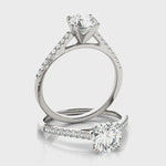 Single Line Diamond Engagement 14kt Gold Ring