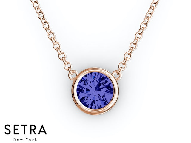 Solitaire Sapphire 14kt Gold Necklace