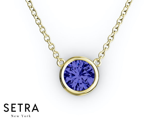 Solitaire Sapphire 14kt Gold Necklace
