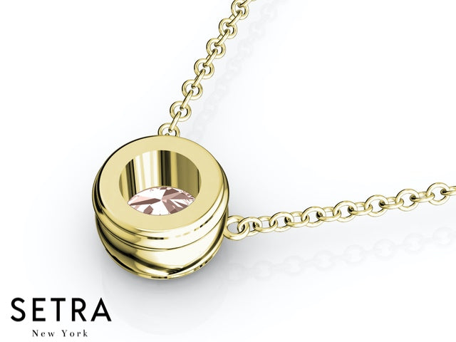 Solitaire Morganite 14kt Gold Necklace