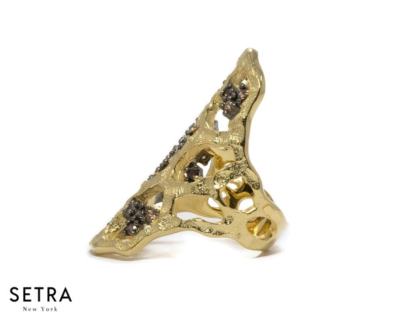 Atacama Sunstroke Mix of Dark & Light Broun Diamonds 14kt Gold Ring