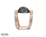Collections 18kt Fine Rose Gold Diamonds & Basalt Core RING