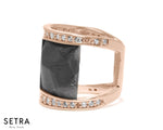 Design by kukka Collections 18kt Fine Rose Gold Diamonds & Basalt Subduction RING