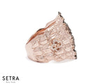 Fine 14kt Rose Gold Caiman Gaze With Broun & Black Lab Grown Diamond Ring