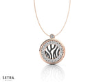 Woods Circle Diamond Necklaces Fine 14k Rose Gold with Black and White Rhodium