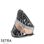 Woods Eternal Fine 14k Pink Gold with Black and White Rhodium Diamond Ring