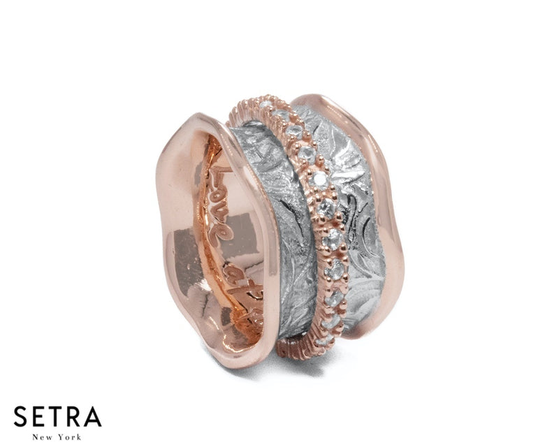 EQUALITY 14 kt FINE ROSE GOLD WITH  SHADOW SECRET-KEEPER DIAMOND BAND RING