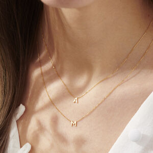 Initial Necklace 14kt Gold *M* All Initials Are Available