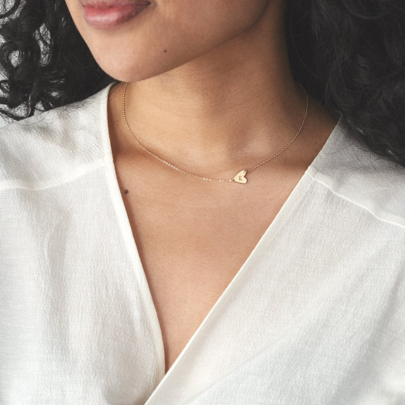 Initials 14kt Gold Heart Necklace