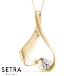 Solitaire Diamond Heart Necklace 14kt Gold