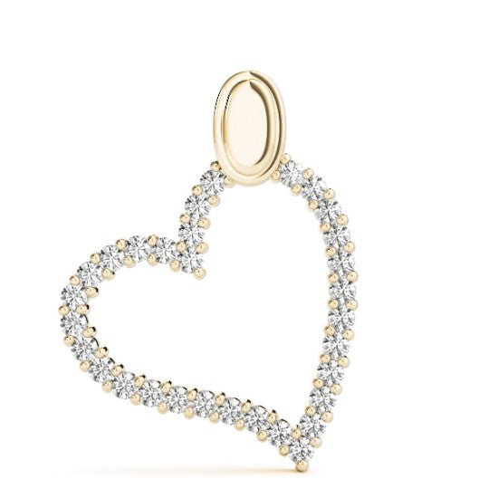 Hanging Heart off Center Diamond Necklaces 14kt Gold