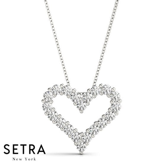 Classic Diamond Heart Necklace 14kt Gold
