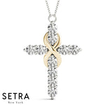 Infinity Diamond Cross Necklace 14kt Gold