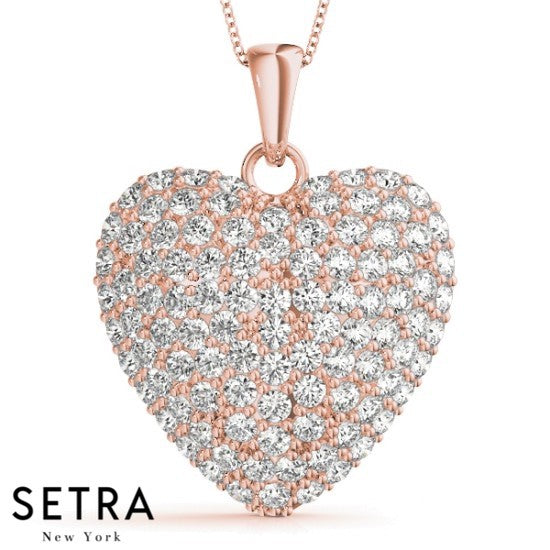Royal Micro-Pave Heart Diamonds Necklace 14kt Gold