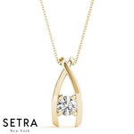 Lab Grown Diamond WishBone Solitaire Necklace 14kt Gold