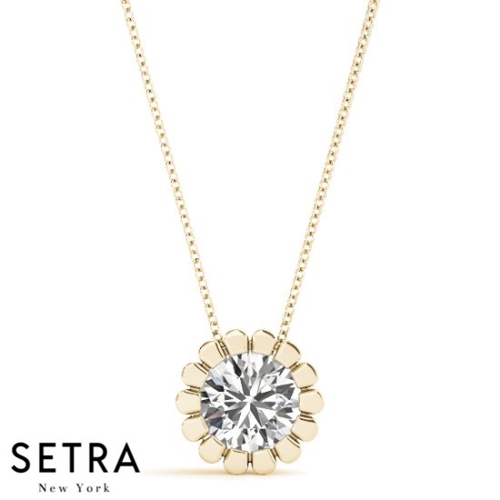 Solitaire Cupcake Diamond Necklace 14kt Gold