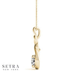 Solitary Diamond Love Knot Necklace 14kt Gold
