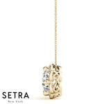 Flowers Diamonds Necklace Micro-Pave Setting 14kt Fine Gold