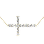 Lab Grown Diamonds Cross Horizontal Necklace 14kt Gold