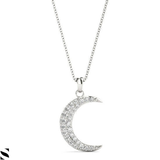 Personalized Crescent Diamond Necklace 14kt Gold