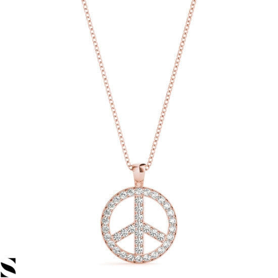 Peace Diamond Necklace Fine 14kt Gold