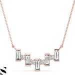 Baguette & Round Diamonds Cut Necklace 14kt Gold
