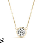 Lab Grown Diamond Solitary Necklace Fine 14kt Gold in Bezel Setting