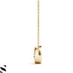 Lab Grown Diamond Solitary Necklace Fine 14kt Gold in Bezel Setting