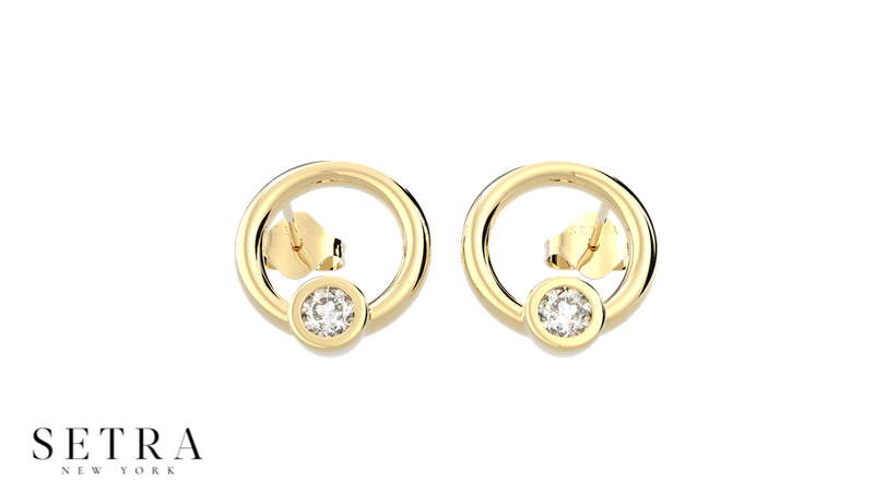 Pixie Brilliant Round Diamond Earrings 14k Gold