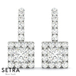 Square Hook-Up Hanging Diamond Earrings 14kt Gold