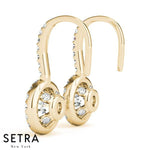 Lab Grown Diamonds Halo Hook Earrings 14kt Gold