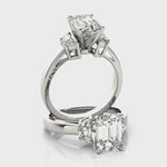 Half Moon Side Diamond Engagement Ring 14kt Gold