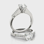 Single Line Diamond Engagement 14kt Gold Ring