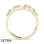 Lab Grown Diamonds Straight Baguette & Round Cut Band 14kt Gold
