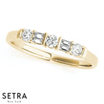 Lab Grown Diamonds Straight Baguette & Double Round Cut Band 14kt Gold