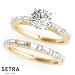Lab Grown Diamonds Straight Baguette Matching Set Of Engagement 14kt Gold Rings