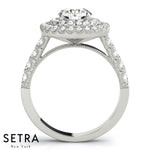 Double Halo Semi-Mount For Round Cut Diamond Open Top Engagement 14kt Gold Ring