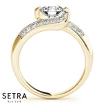 Lab Grown Diamonds ByPas Style Engagement 14kt Gold Ring,