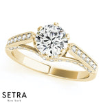 Lab Grown Diamonds Crown Vintage Milgrain Set Of Engagement Ring 14K Gold