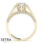 Lab Grown Diamonds Crown Vintage Milgrain Set Of Engagement Ring 14K Gold
