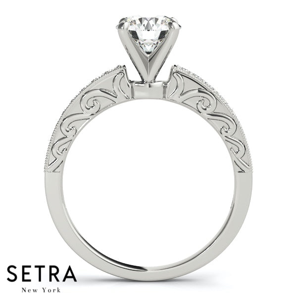 Lab Grown Diamond Ventage Set Of Engagement 14kt Gold Ring