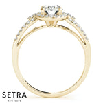 Anastasia Round Pavé Split Shank Halo Diamond Engagement Ring 14kt Gold
