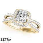 Lab Grown Diamonds Princess Cut Set Of Engagement 14kt Gold Rings