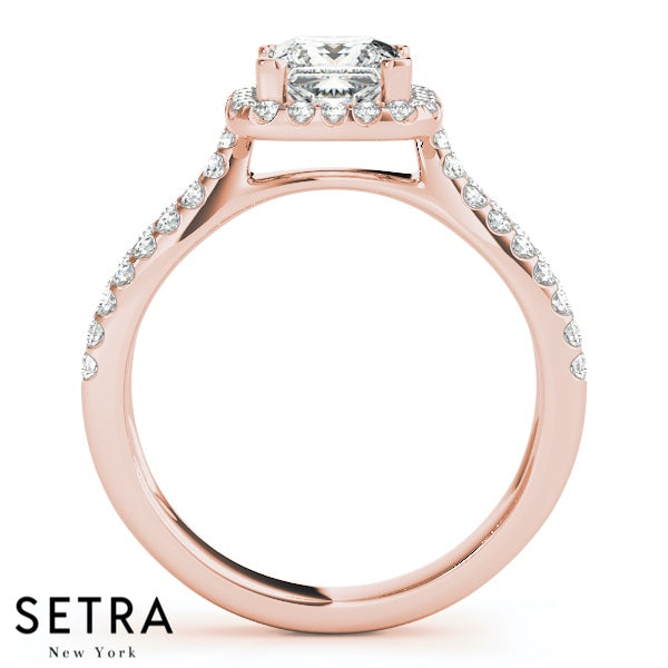 Lab Grown Diamonds Princess Cut Set Of Engagement 14kt Gold Rings