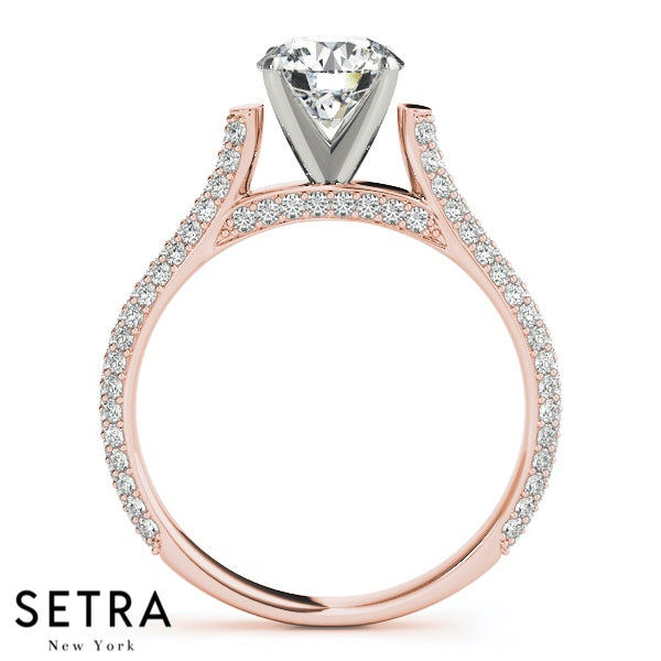 Set Of Micro-Pave Sett Engagement Rings 14kt Gold Diamond