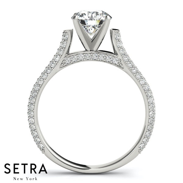 Set Of Micro-Pave Sett Engagement Rings 14kt Gold Diamond