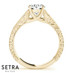 SOLITAIRE ROUND CUT DIAMOND ENGAGEMENT RINGS 14K GOLD
