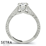 Set Of Solitaire Diamond Engagement Ring 14K Gold