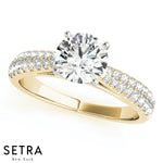 Micro-Pave Setting Matching Set Of Engagement & Wedding Band 14kt Gold Rings
